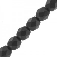 Czech Fire polished faceted glass beads 4mm Jet matted